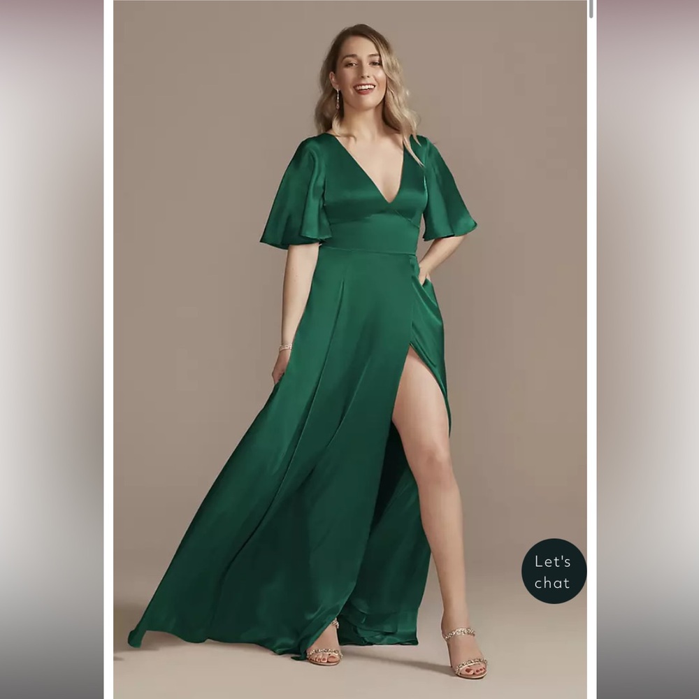 Charmeuse Flutter Sleeve A Line Dress